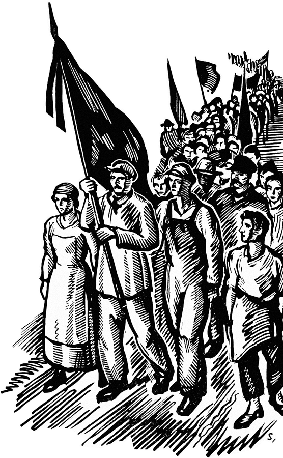 illustration of workers celebrating the anniversary of the Paris Commune