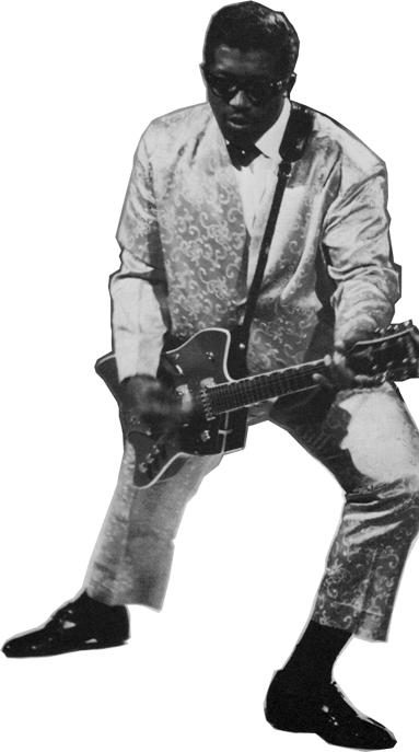 Bo Diddley playing guitar
